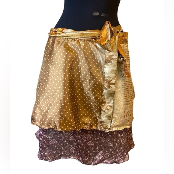 Kariza Designs Gold Purple Silk Reversible Wrap Skirt - Picture 2 of 16